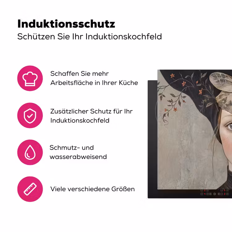 Woman - Butterfly - Art - Classic - Muted Inductie beschermer vinyl 3mm klein -zzzzzzz-lf-ups