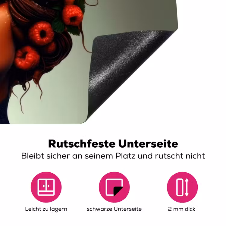 Vrouw - Chocolade - Frambozen - Aardbeien - Koekjes Inductie beschermer vinyl 3mm klein -zzzzzzz-lf-onderkant