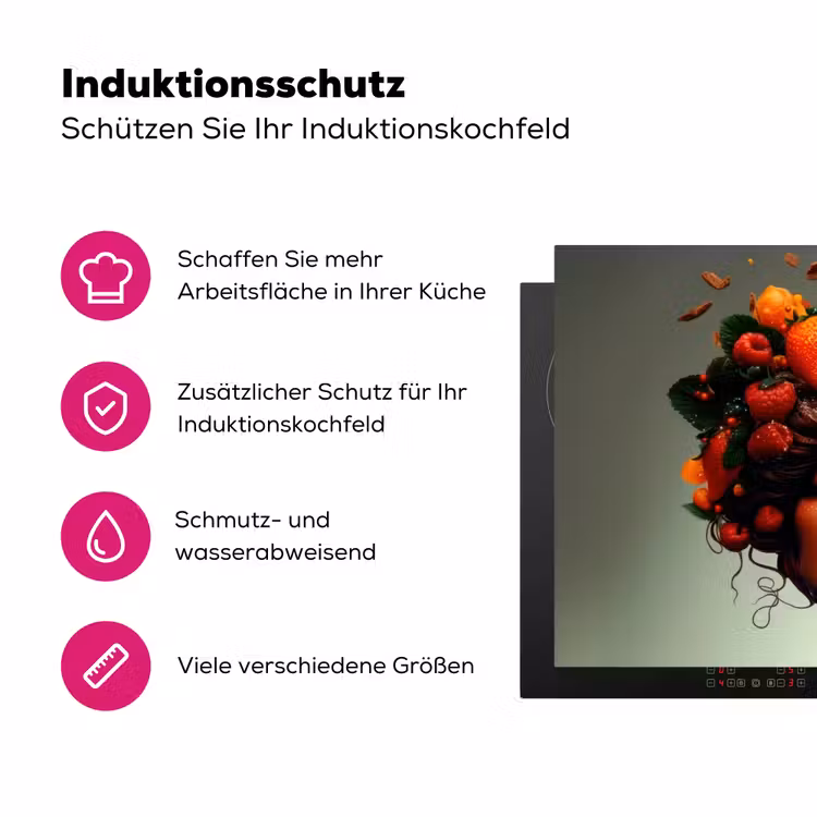 Vrouw - Chocolade - Frambozen - Aardbeien - Koekjes Inductie beschermer vinyl 3mm klein -zzzzzzz-lf-ups