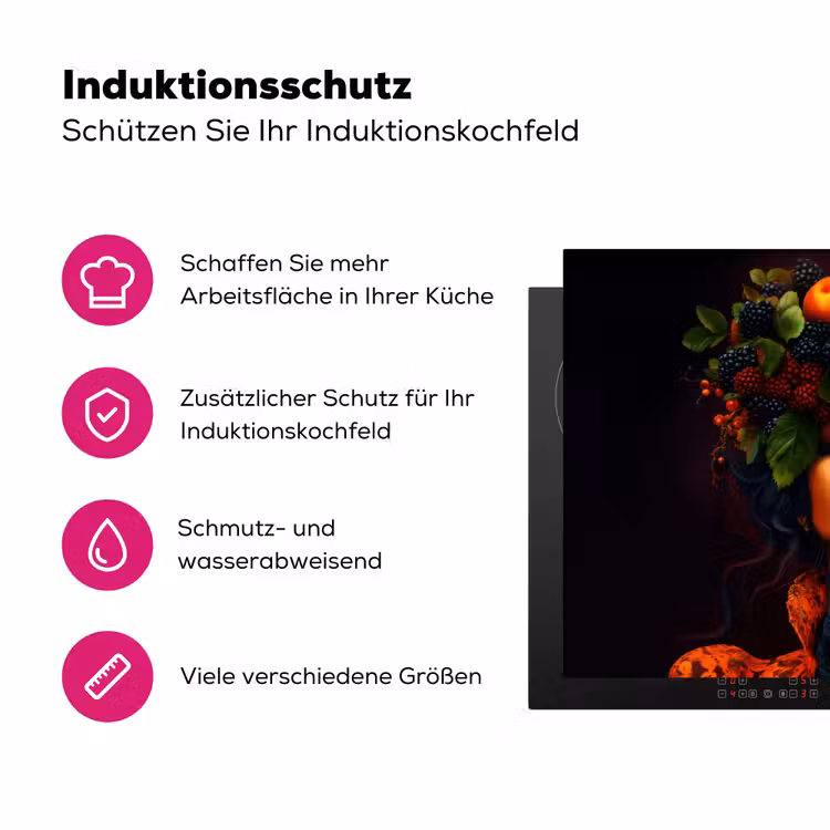 Vrouw - Zwart - Bessen - Bramen - Appels Inductie beschermer vinyl 3mm klein -zzzzzzz-lf-ups