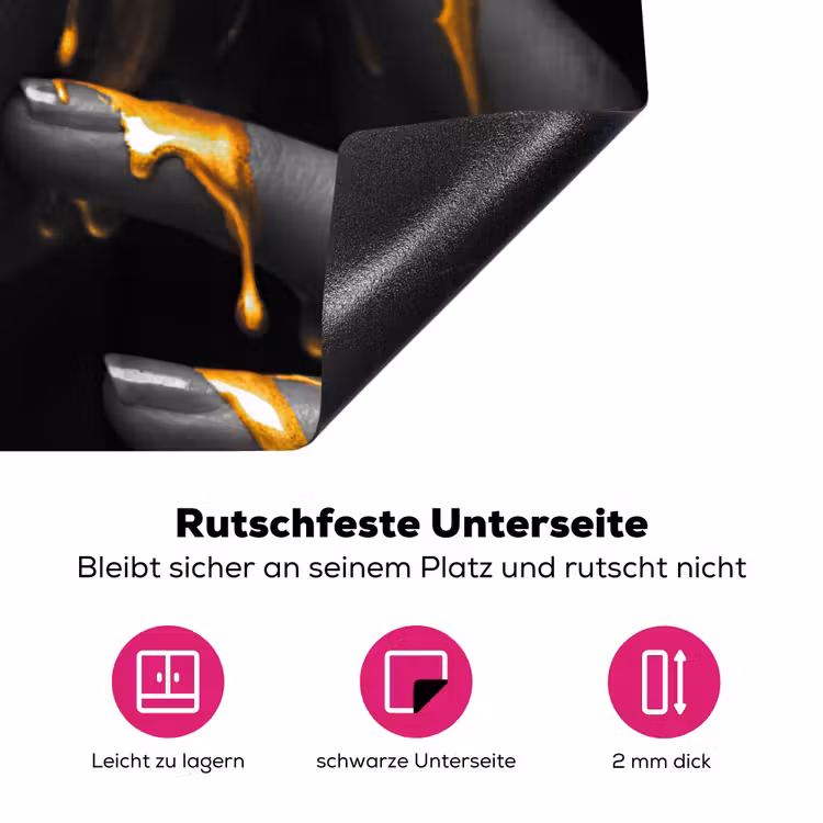 Vrouw - Zwart - Goud - Gezicht - Lippen Inductie beschermer vinyl 3mm klein -zzzzzzz-lf-onderkant