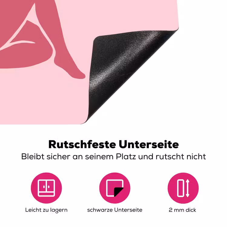 Vrouw - Silhouet - Abstract - Modern - Roze Inductie beschermer vinyl 3mm middel -zzzzzzz-lf-onderkant
