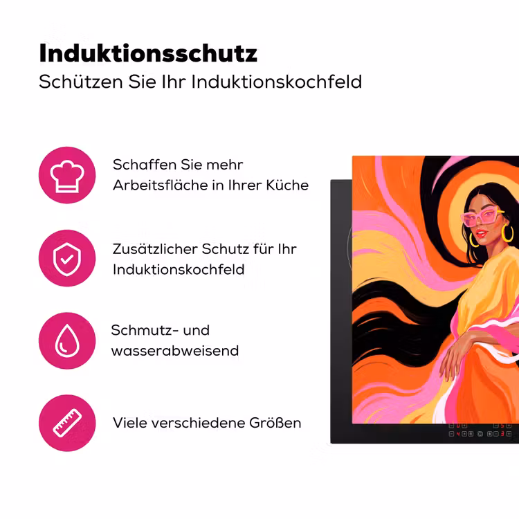 Vrouw - Zonnebril - Abstract - Kleurrijk Inductie beschermer vinyl 3mm middel -zzzzzzz-lf-ups
