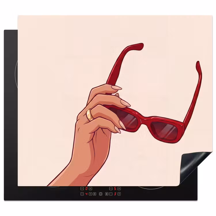 Vrouw - Zonnebril - Mode - Rood - Illustratie Inductie beschermer vinyl 3mm middel -3d