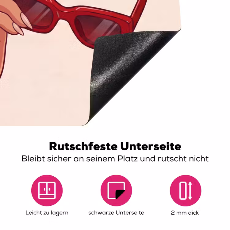 Vrouw - Zonnebril - Mode - Rood - Illustratie Inductie beschermer vinyl 3mm middel -zzzzzzz-lf-onderkant