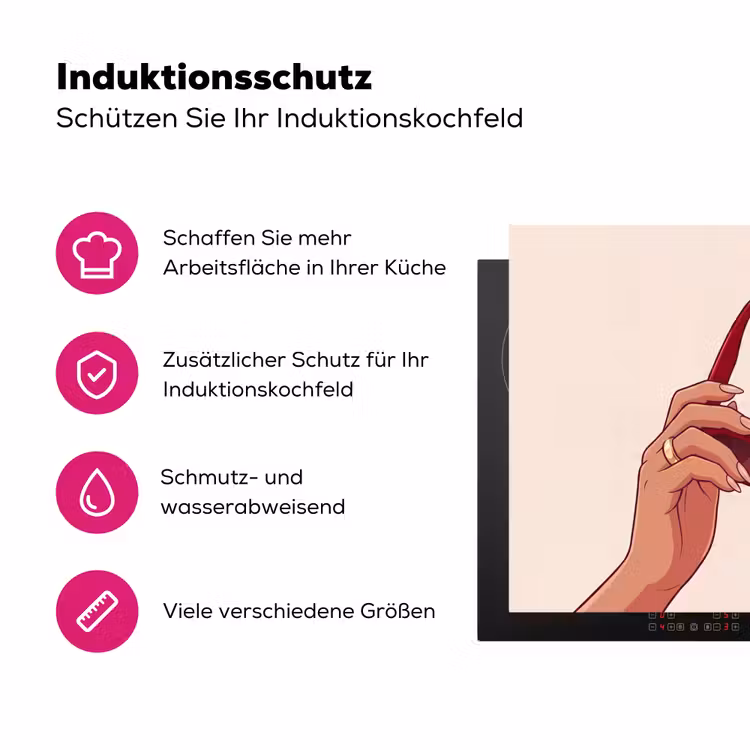 Vrouw - Zonnebril - Mode - Rood - Illustratie Inductie beschermer vinyl 3mm middel -zzzzzzz-lf-ups
