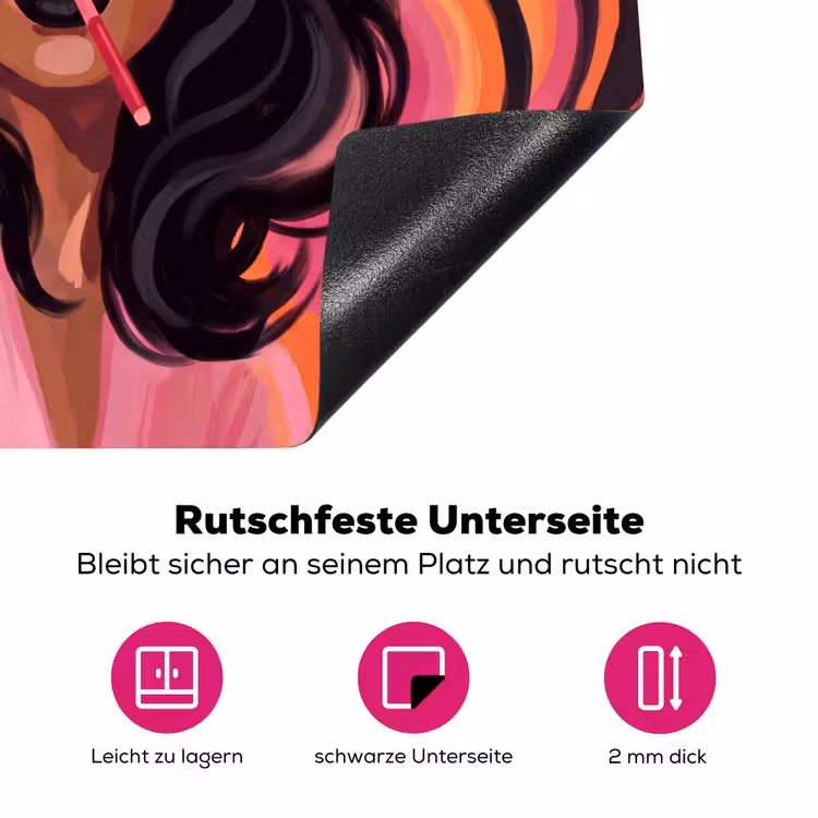 Vrouw - Zonnebril - Modern - Portret - Oranje Inductie beschermer vinyl 3mm middel -zzzzzzz-lf-onderkant
