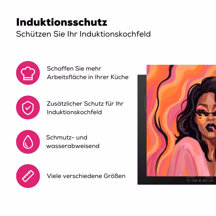 Vrouw - Zonnebril - Modern - Portret - Oranje Inductie beschermer vinyl 3mm middel -zzzzzzz-lf-ups