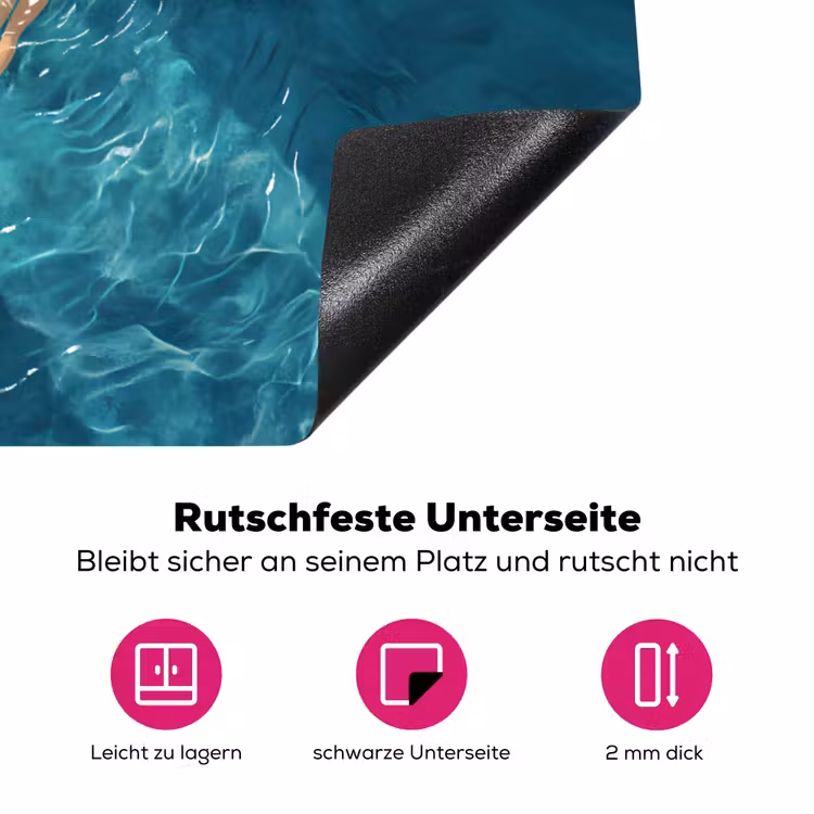 Vrouw - Water - Bikini - Oranje Inductie beschermer vinyl 3mm middel -zzzzzzz-lf-onderkant