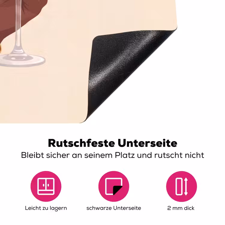 Vrouw - Wijn - Glas - Illustratie - Rood Inductie beschermer vinyl 3mm middel -zzzzzzz-lf-onderkant