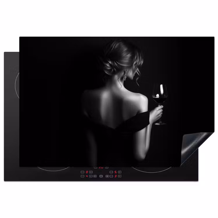 Vrouw - Wijn - Jurk Inductie beschermer vinyl 3mm klein -3d