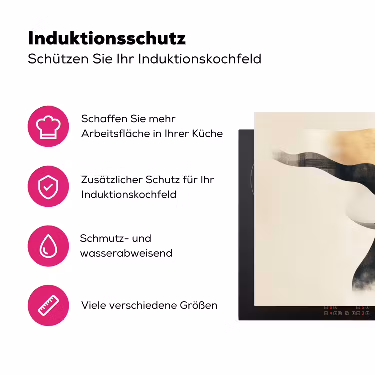 Vrouw - Golven - Zwart Inductie beschermer vinyl 3mm klein -zzzzzzz-lf-ups