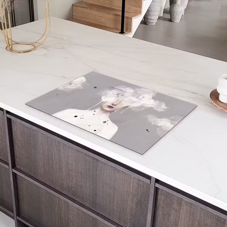 Vrouw - Wolk - Grijs Inductie beschermer vinyl 3mm klein -sfeer8