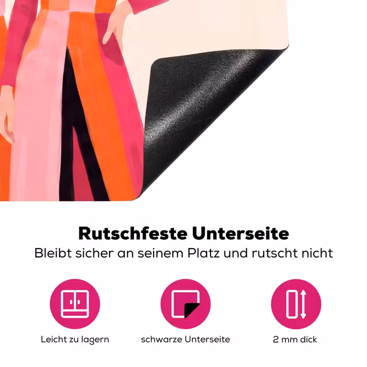Vrouw - Twee - Mode - Abstract - Kleurrijk Inductie beschermer vinyl 3mm middel -zzzzzzz-lf-onderkant