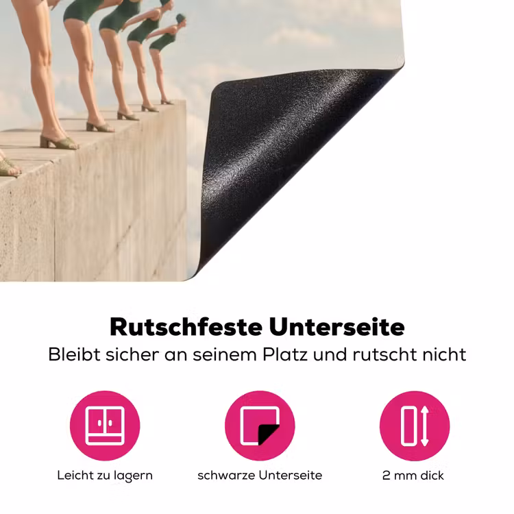 Herdabdeckplatte - Frauen – Tauchhaltung – Wolken - Vrouwen - Duikhouding - Wolken Inductie beschermer vinyl 3mm middel