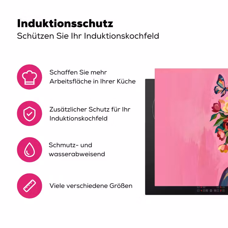Vrouwengezicht - Vlinders - Kleurrijk Inductie beschermer vinyl 3mm klein -zzzzzzz-lf-ups
