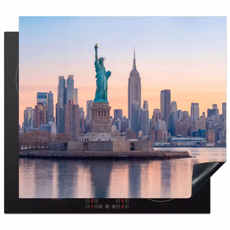 Vrijheidsbeeld - New York - Zonsopgang - Stad - Architectuur Inductie beschermer vinyl 3mm middel -3d