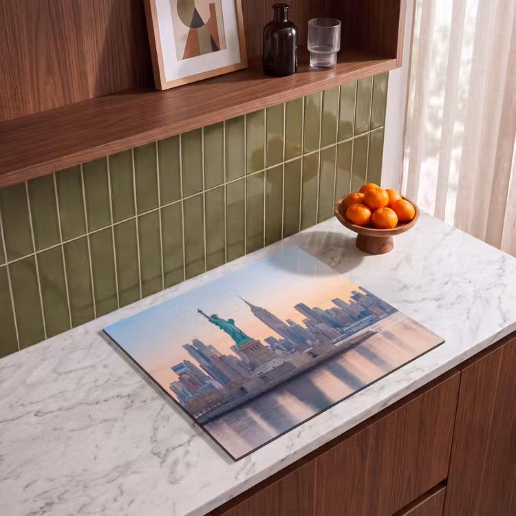 Vrijheidsbeeld - New York - Zonsopgang - Stad - Architectuur Inductie beschermer vinyl 3mm middel -sfeer8