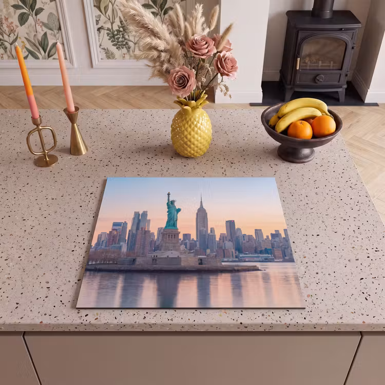 Vrijheidsbeeld - New York - Zonsopgang - Stad - Architectuur Inductie beschermer vinyl 3mm middel -sfeer3