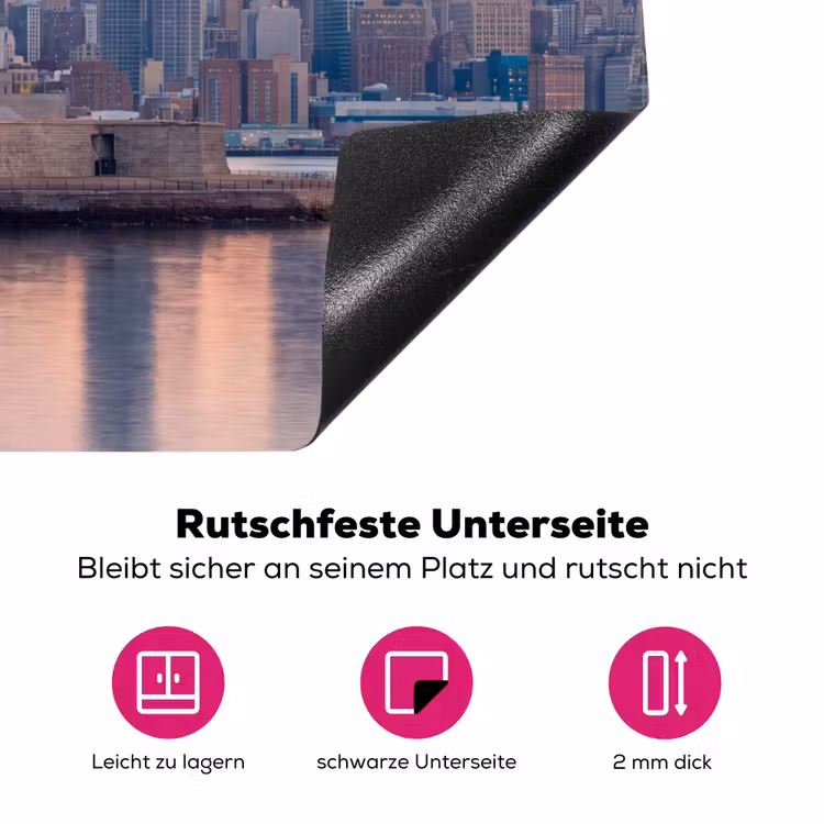 Vrijheidsbeeld - New York - Zonsopgang - Stad - Architectuur Inductie beschermer vinyl 3mm middel -zzzzzzz-lf-onderkant
