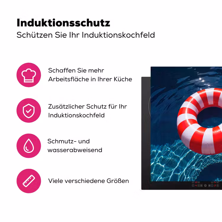 Recreatie - Water - Zomer - Rood - Wit Inductie beschermer vinyl 3mm middel -zzzzzzz-lf-ups