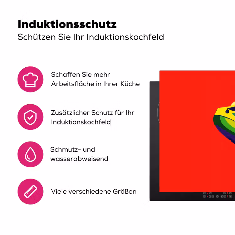 Kikker - Kleurrijk - Strepen - Ogen Inductie beschermer vinyl 3mm klein -zzzzzzz-lf-ups