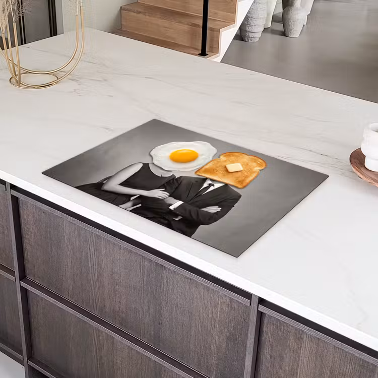 Ontbijt - Koppel - Ei - Brood Inductie beschermer vinyl 3mm klein -sfeer8