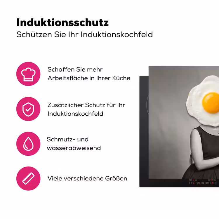 Ontbijt - Koppel - Ei - Brood Inductie beschermer vinyl 3mm klein -zzzzzzz-lf-ups
