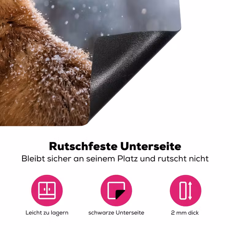Vos - Sneeuwval - Portret - Winter - Sfeervol Inductie beschermer vinyl 3mm klein -zzzzzzz-lf-onderkant