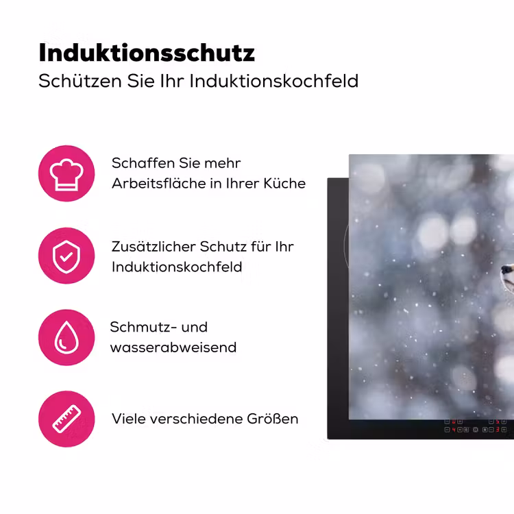 Vos - Sneeuwval - Portret - Winter - Sfeervol Inductie beschermer vinyl 3mm klein -zzzzzzz-lf-ups