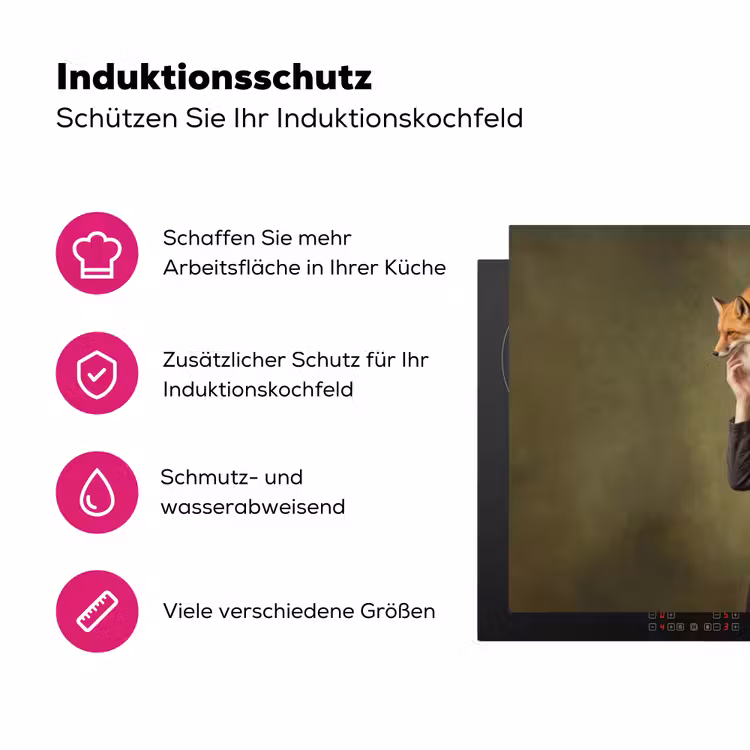 Vos - Surrealistisch - Groen Inductie beschermer vinyl 3mm klein -zzzzzzz-lf-ups