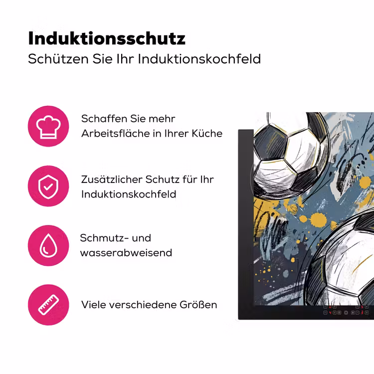Voetbal - Abstract - Sport - Kleurrijk Inductie beschermer vinyl 3mm klein -zzzzzzz-lf-ups