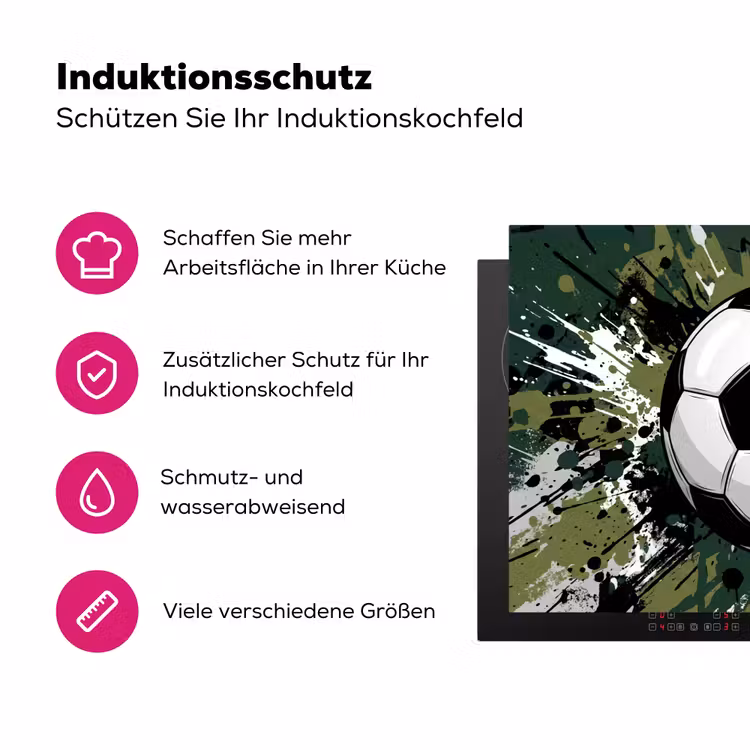 Voetbal - Verf - Spetters - Groen Inductie beschermer vinyl 3mm klein -zzzzzzz-lf-ups