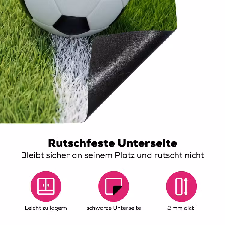 Voetbal - Grasveld - Sport - Groen Inductie beschermer vinyl 3mm klein -zzzzzzz-lf-onderkant