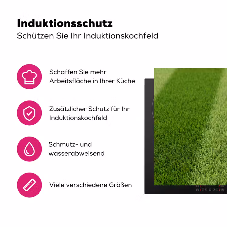Voetbal - Grasveld - Sport - Groen Inductie beschermer vinyl 3mm klein -zzzzzzz-lf-ups