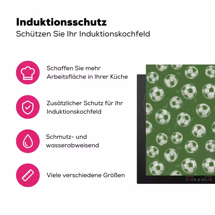 Voetbal - Sport - Groen Inductie beschermer vinyl 3mm klein 276 -zzzzzzz-lf-ups