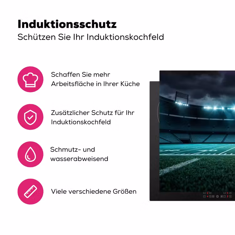 Voetbal - Stadion - Nacht - Modern Inductie beschermer vinyl 3mm klein -zzzzzzz-lf-ups