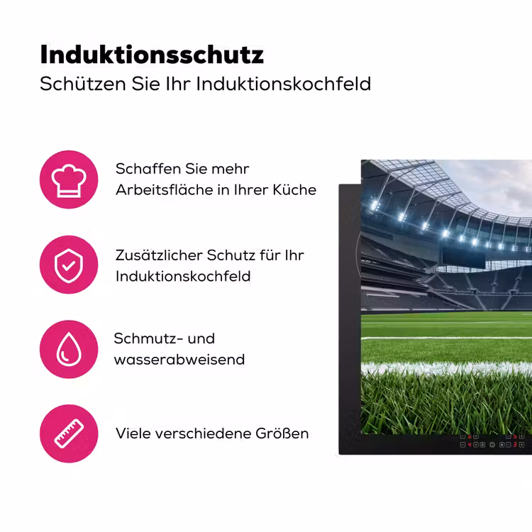 Voetbal - Stadion - Sport - Groen Inductie beschermer vinyl 3mm klein -zzzzzzz-lf-ups