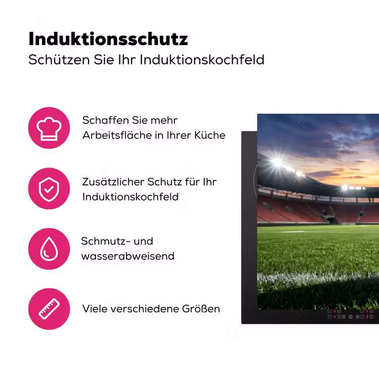 Voetbal - Stadion - Sport - Groen Inductie beschermer vinyl 3mm klein -zzzzzzz-lf-ups