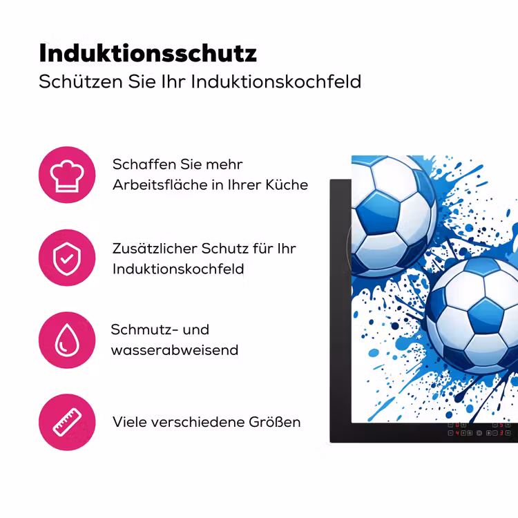 Voetballen - Verf - Sport - Blauw Inductie beschermer vinyl 3mm klein -zzzzzzz-lf-ups