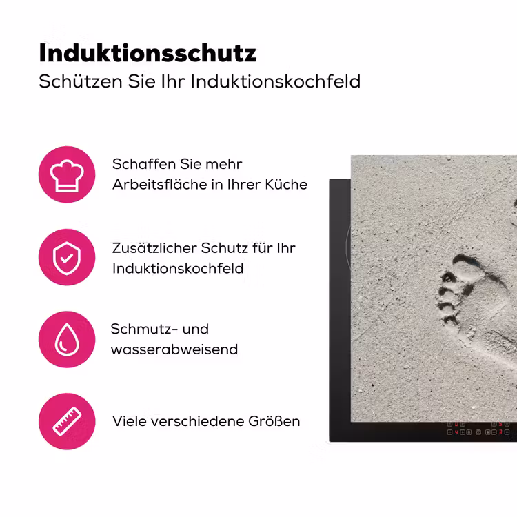 Voeten - Zand - Zee Inductie beschermer vinyl 3mm klein -zzzzzzz-lf-ups