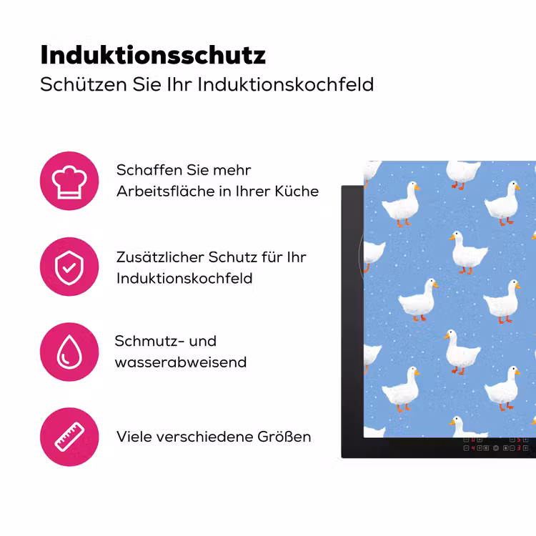 Ganzen - Elegant - Blauw Inductie beschermer vinyl 3mm klein 276 -zzzzzzz-lf-ups