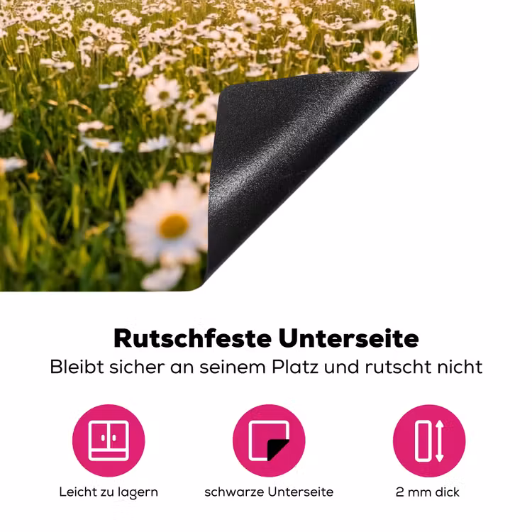 Madelief - Veld - Heuvels - Groen Inductie beschermer vinyl 3mm klein -zzzzzzz-lf-onderkant