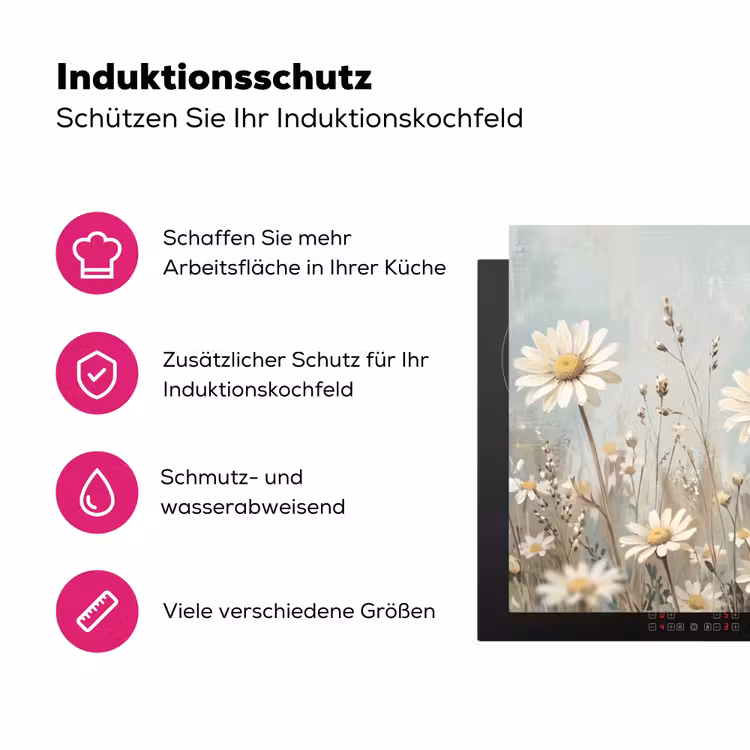 Madelief - Illustratie - Wit Inductie beschermer vinyl 3mm klein -zzzzzzz-lf-ups