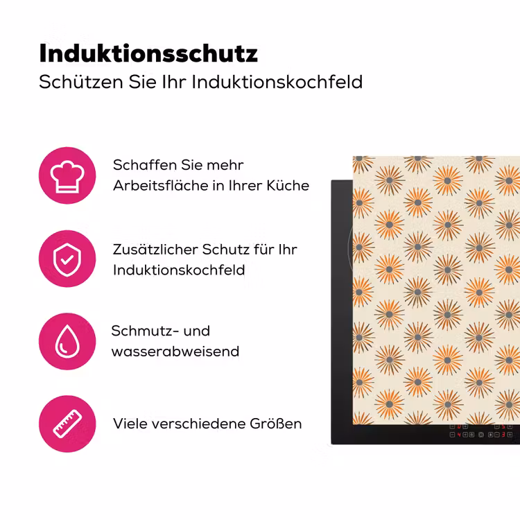 Madelief - Patroon - Oranje Inductie beschermer vinyl 3mm klein 276 -zzzzzzz-lf-ups