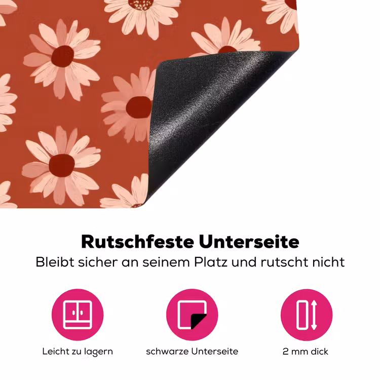 Madelief - Retro - Terracotta Inductie beschermer vinyl 3mm klein 276 -zzzzzzz-lf-onderkant