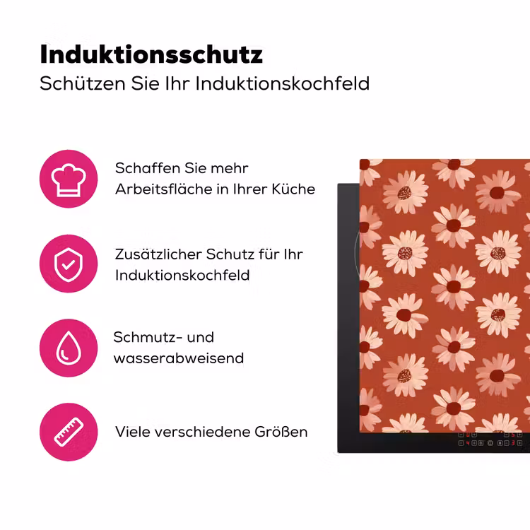 Madelief - Retro - Terracotta Inductie beschermer vinyl 3mm klein 276 -zzzzzzz-lf-ups