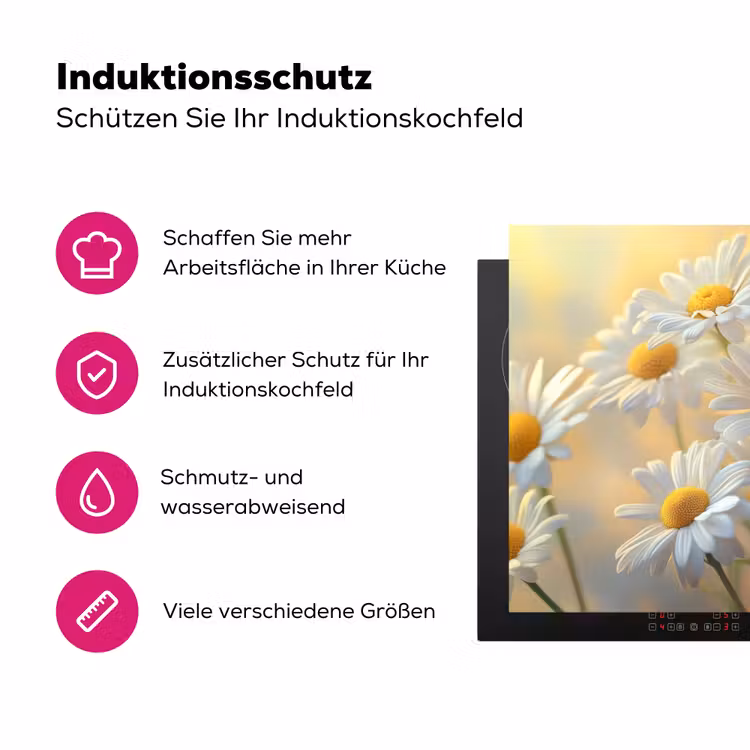 Madeliefjes - Wit - Zonlicht Inductie beschermer vinyl 3mm klein -zzzzzzz-lf-ups