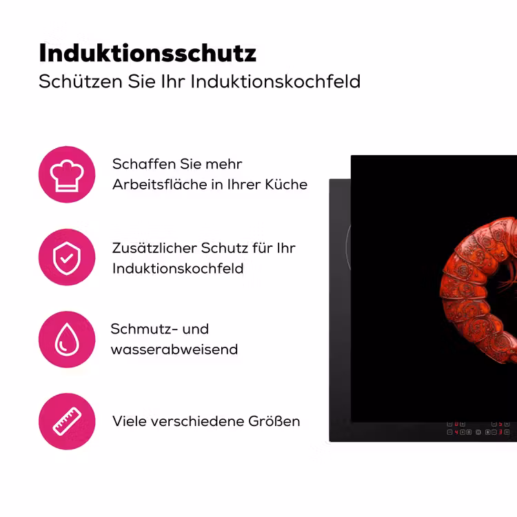 Garnaal - Rood - Dieren Inductie beschermer vinyl 3mm klein -zzzzzzz-lf-ups