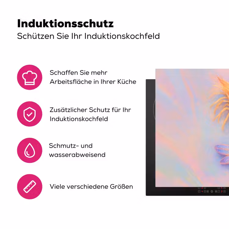 Garnaal - Subtiele structuur - Blauw - Roze Inductie beschermer vinyl 3mm klein -zzzzzzz-lf-ups